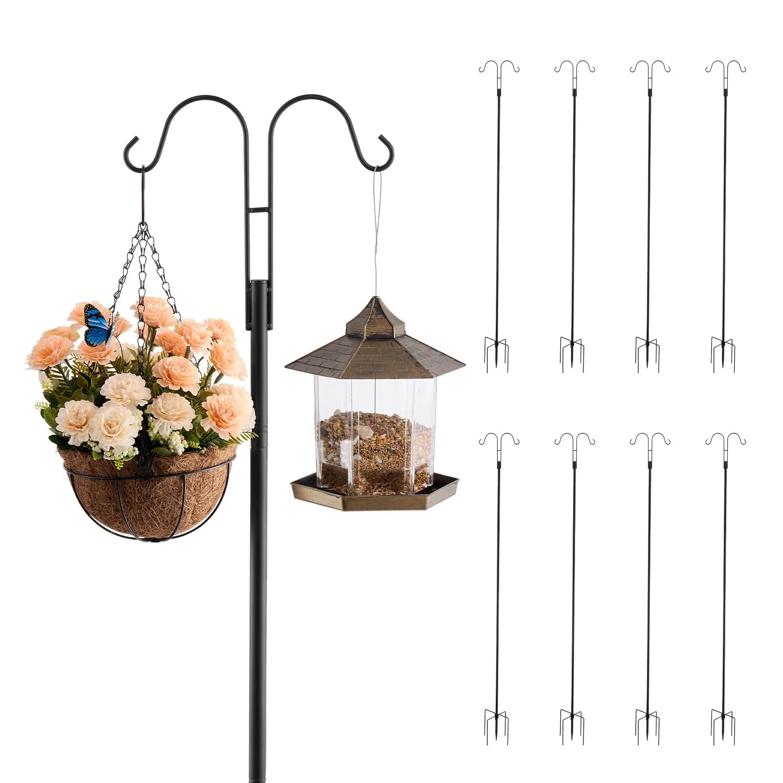VEVOR Double Shepherds Hook 8 Pack 92 Inch Heavy Duty Bird Feeder Pole