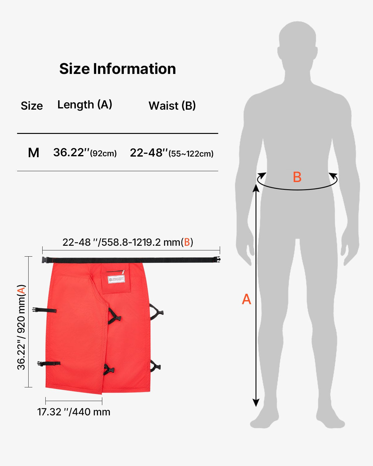 VEVOR Chainsaw Chaps 36.2" Apron Style Chainsaw Safety Chaps Class C Medium