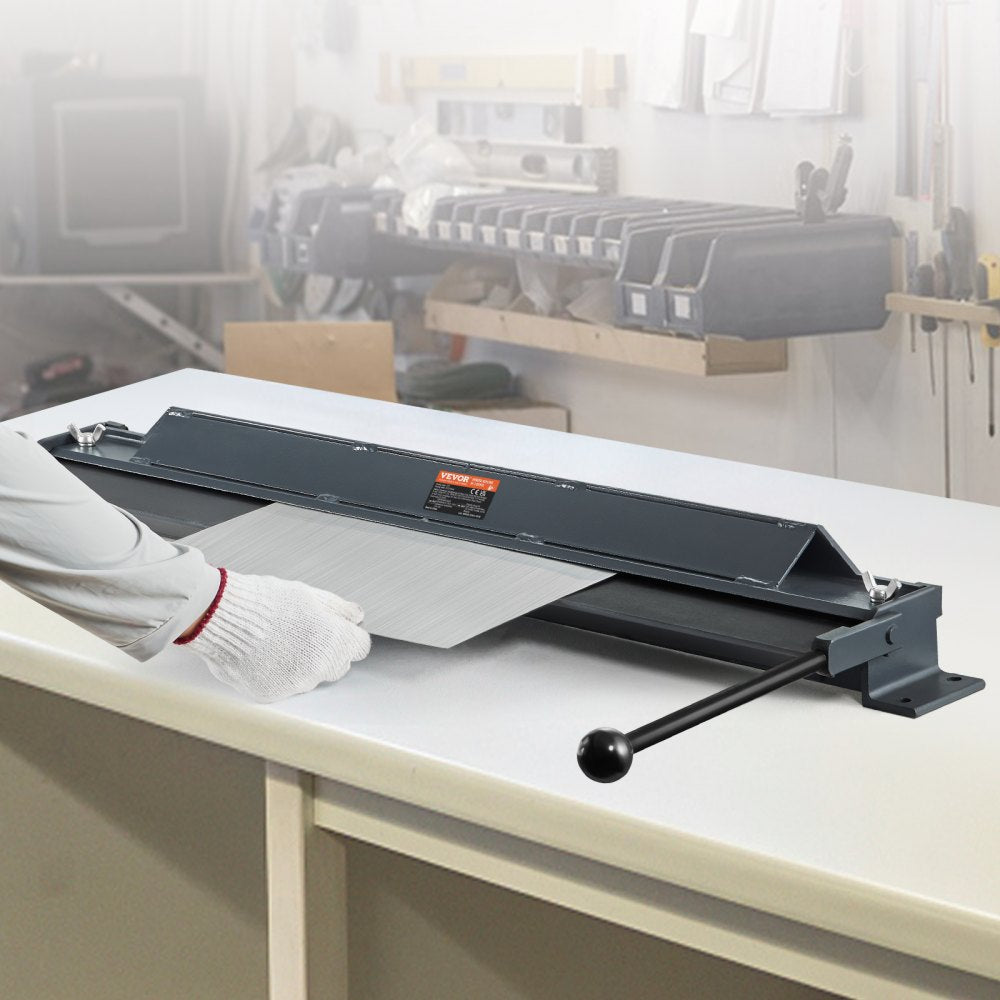 VEVOR Box and Pan Brake, 36-Inch, 0-130 Degrees Sheet Metal Bending Brake, Portable Mini Metal Bender with 20 Gauge Low Carbon Steel 14 Gauge Aluminum Capacity Power Handle, for Metal Bending