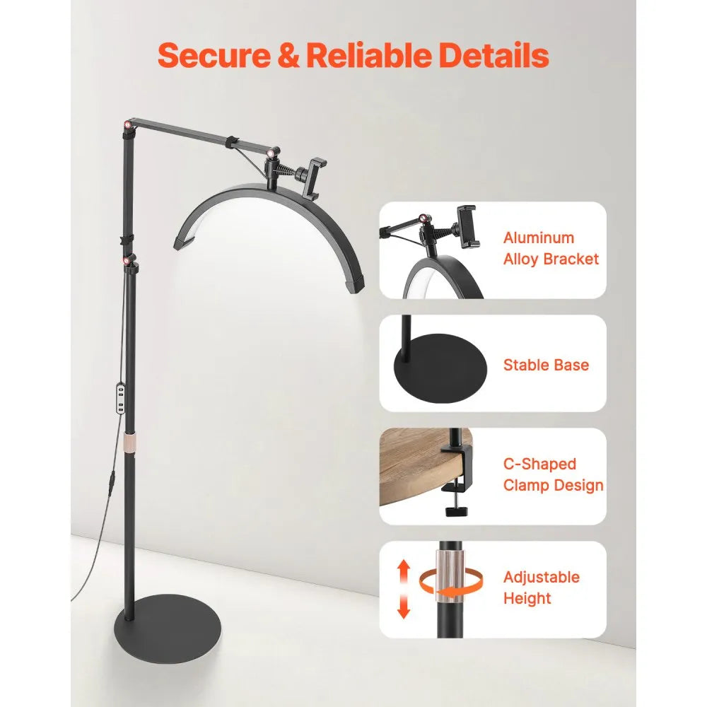 💡 2-in-1 Half Moon LED Lash Light – Floor & Desk Lamp (Model HD-M2X)
