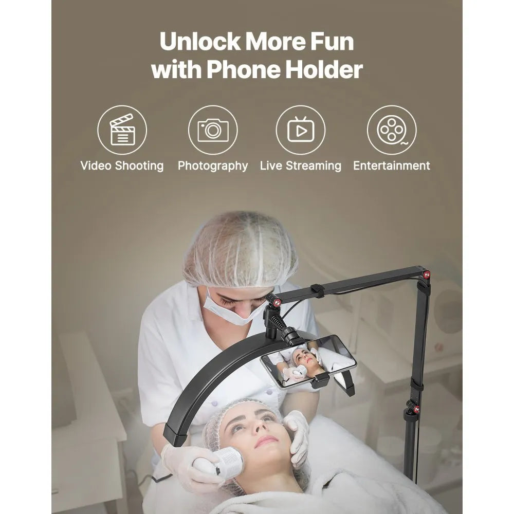 💡 2-in-1 Half Moon LED Lash Light – Floor & Desk Lamp (Model HD-M2X)