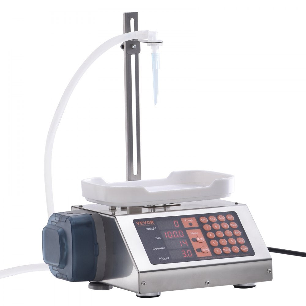 VEVOR Liquid Filling Machine, 5-300 g Weighing Capacity, Automatic Bottle Filler Machine, Bottling Machine Peristaltic Pump Digital Control for Milk, Water, Wine, Beverage, Soy Sauce (Single Nozzle)