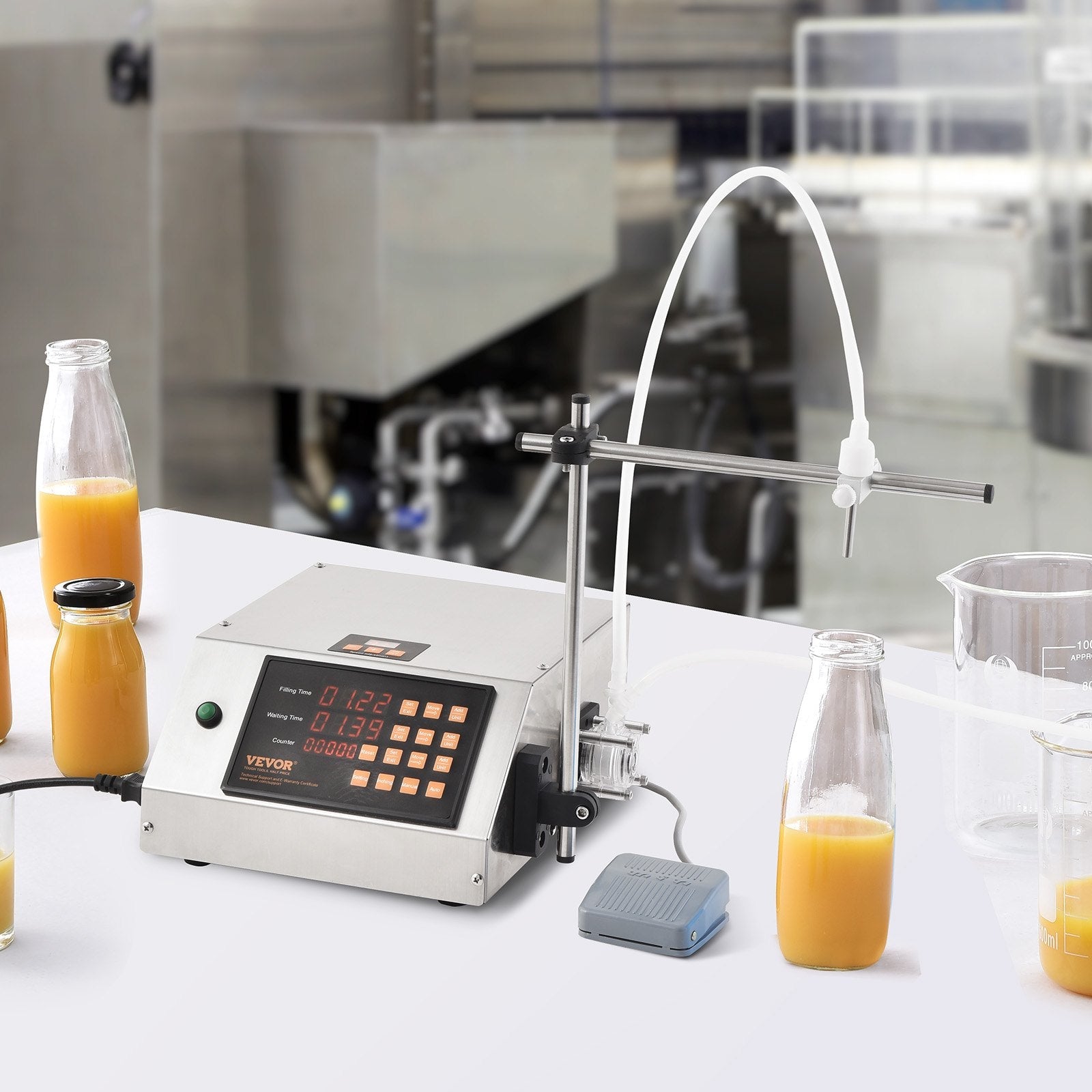 VEVOR Liquid Filling Machine, 5-650ml Filling Capacity, Automatic Bottle Filler Machine, Bottling Machine Peristaltic Pump Digital Control for Milk, Water, Wine, Beverage, Soy Sauce (Single Nozzle)