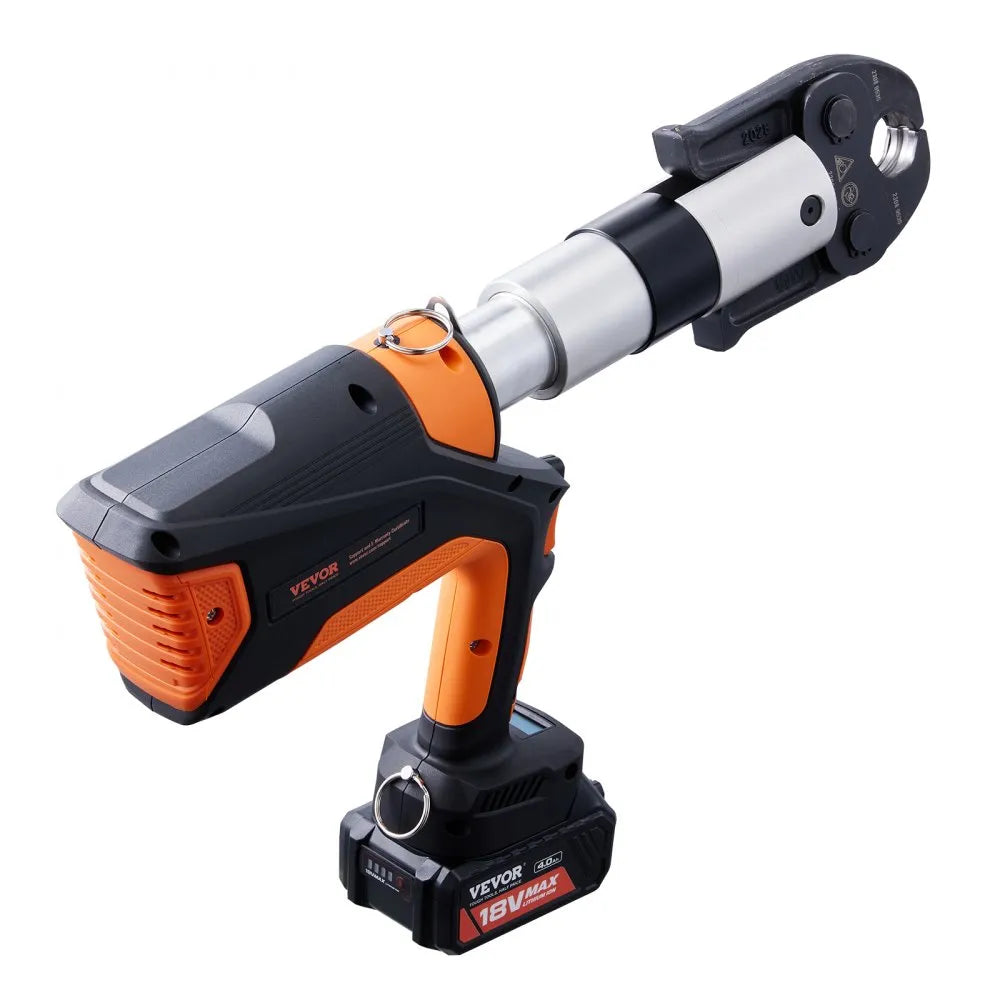 VEVOR Pro Press Tool, 18V Electric Pipe Crimping Tool for 1/2" to 2" Stainless Steel, Copper, PEX Pipes, 360° Rotation Automatic Crimper with Brushless Motor & 6 Pro Press Jaws