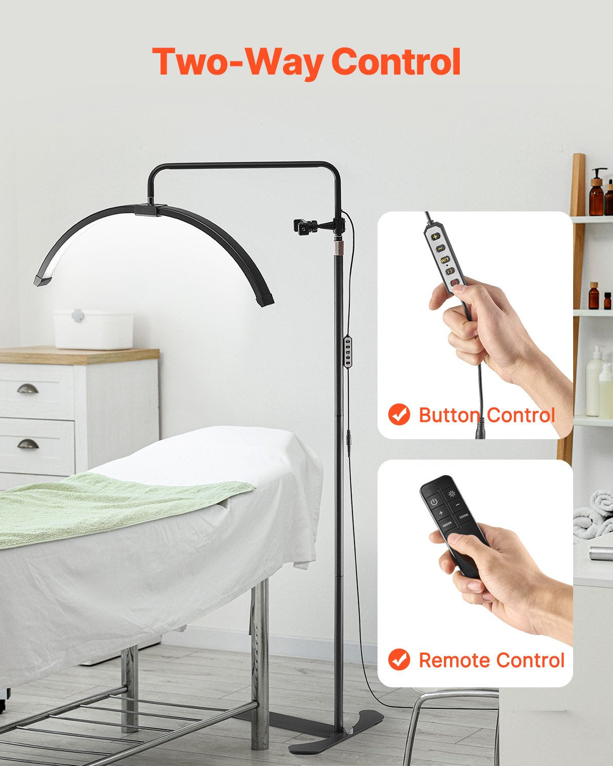 Half Moon Light for Esthetician 26inch Dimmable LED Floor Lamp Lash Light Arched