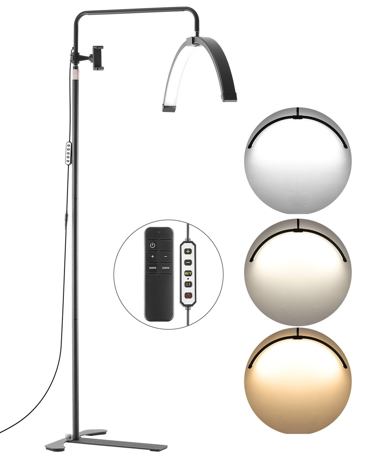 Half Moon Light for Esthetician 26inch Dimmable LED Floor Lamp Lash Light Arched