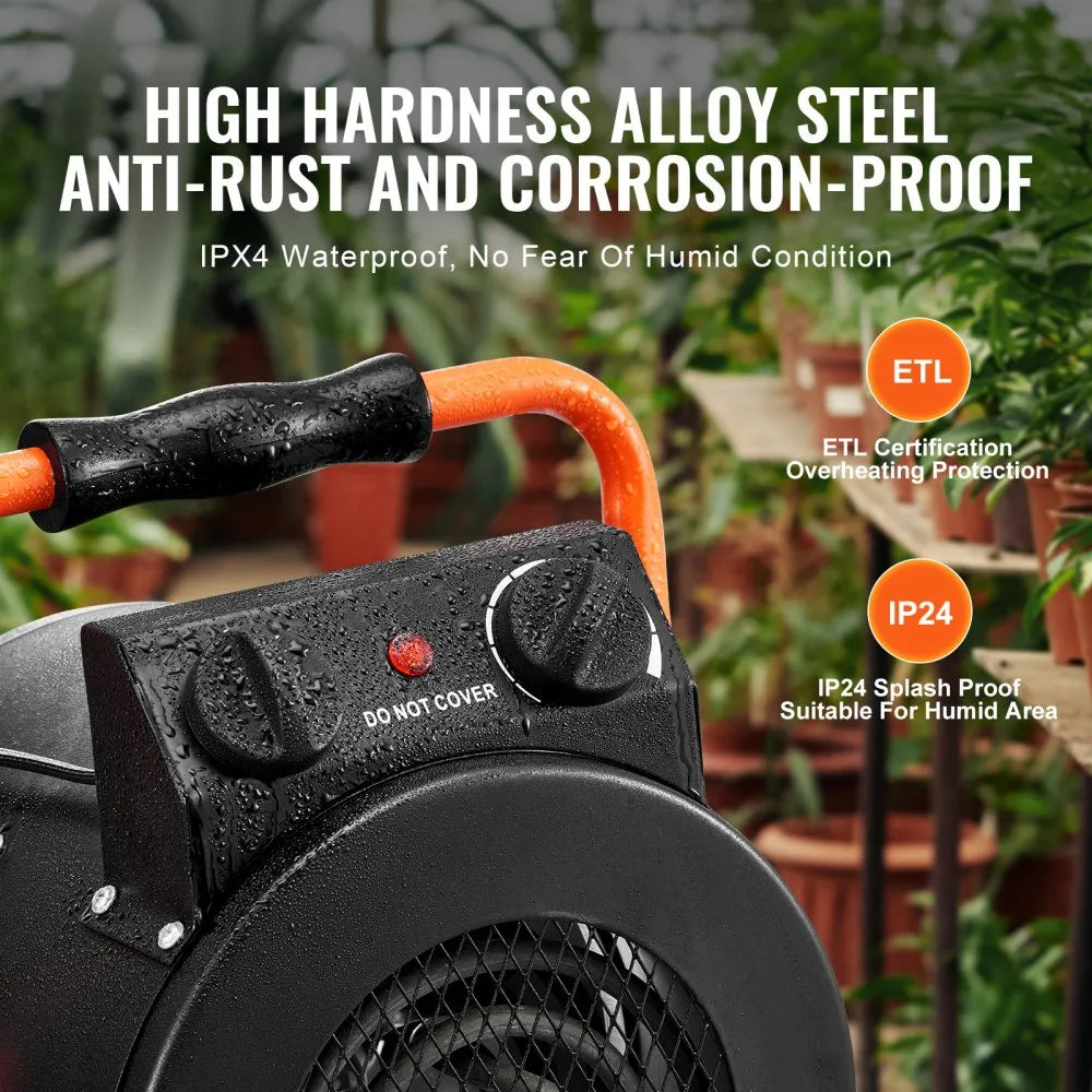 1500W Greenhouse Heater with Thermostat, 2-Speed Fan and Overheat Protection