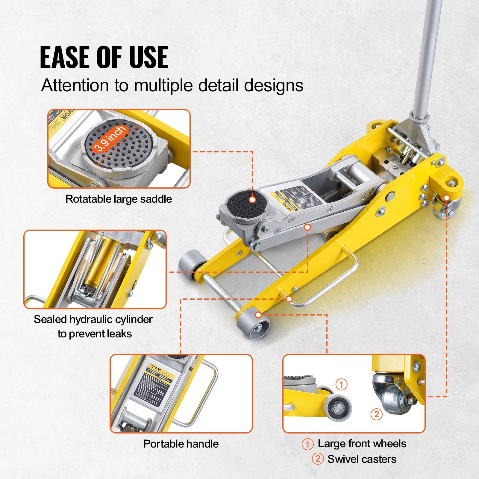 VEVOR Low Profile Floor Jack 3 Ton Heavy Duty Dual Piston Rapid Pump
