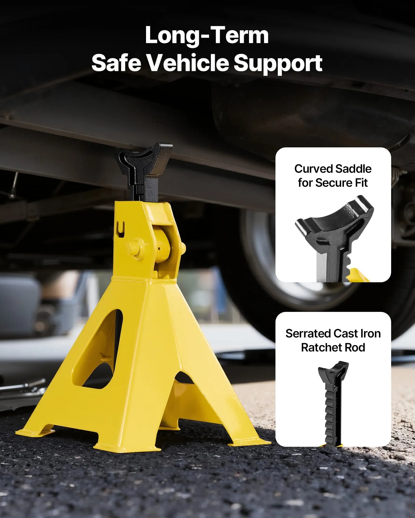 VEVOR Low Profile Floor Jack, 2 Ton (4400 lbs) Capacity, Steel Racing Floor Jack with Stands, Single Piston Quick Lift Pump, Hydraulic Trolley Car Lift for Compact SUVs, Lifting Range 5.1-12.2 Inches