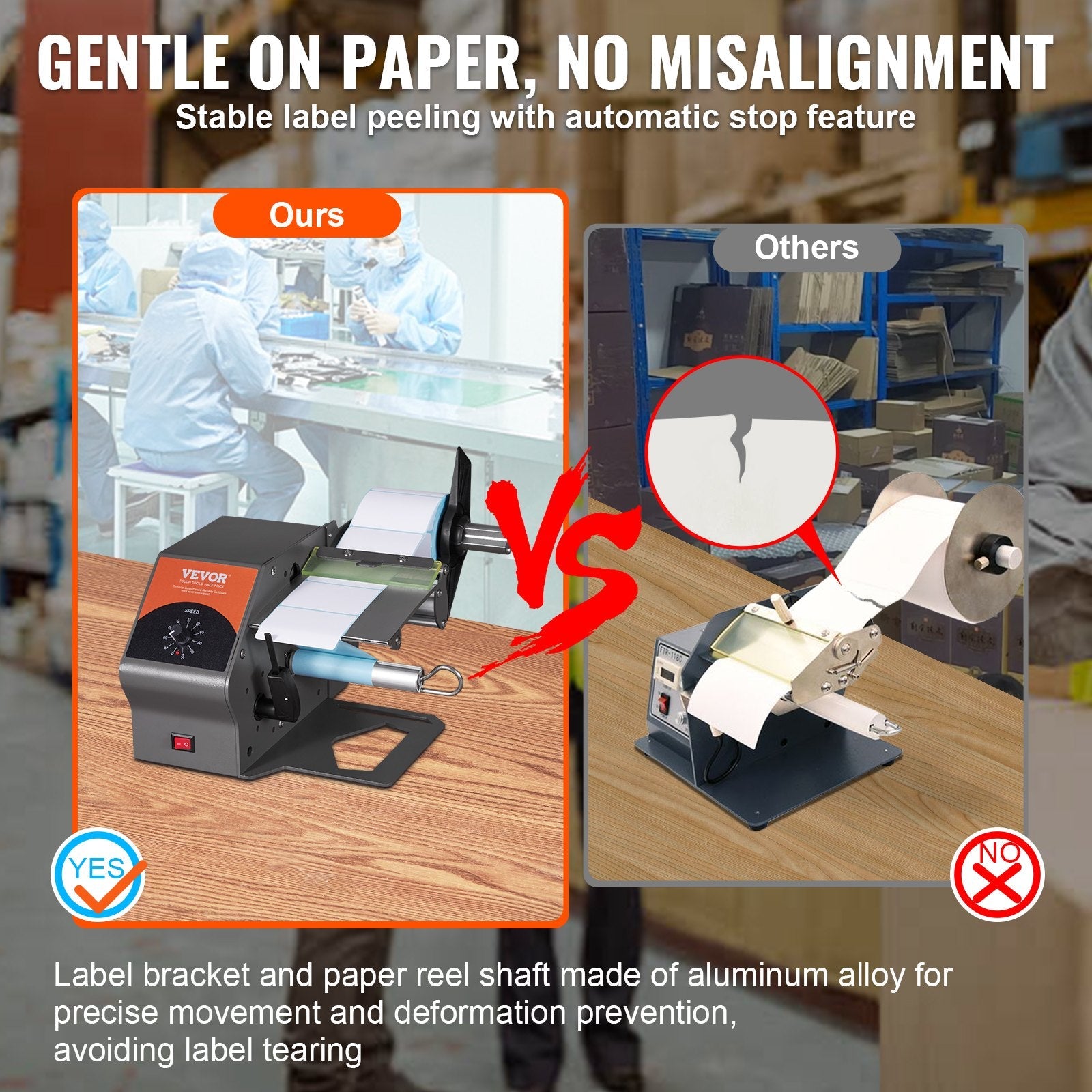 VEVOR Automatic Label Dispenser, Width 0.2"-4.5"/5-115 mm, Length 0.2"/5 mm-?, Automatic Label Stripper Label Separating Machine, Speed Adjustable Label Applicator for Transparent and Opaque Labels