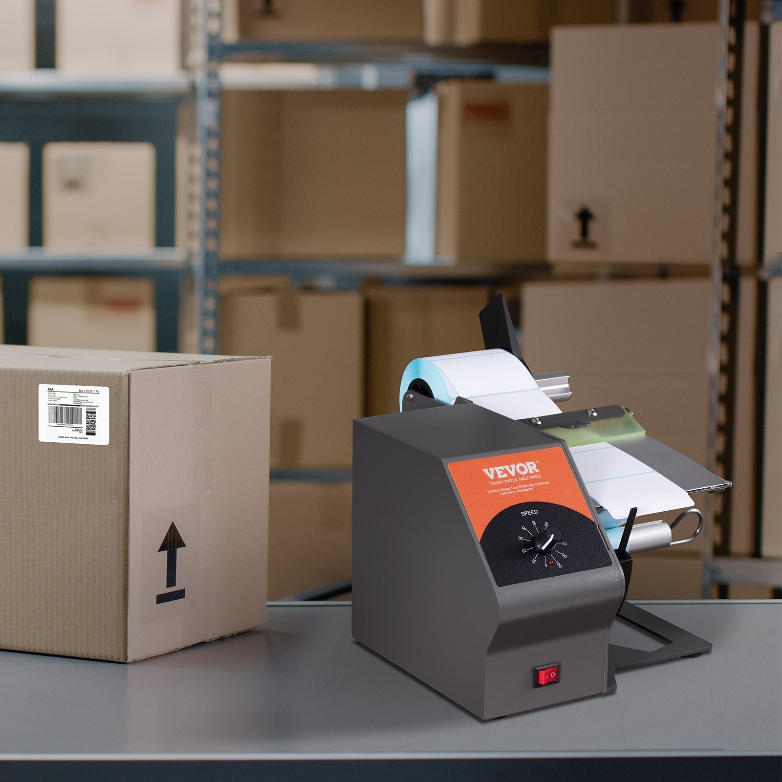 VEVOR Automatic Label Dispenser, Width 0.2"-4.5"/5-115 mm, Length 0.2"/5 mm-?, Automatic Label Stripper Label Separating Machine, Speed Adjustable Label Applicator for Transparent and Opaque Labels