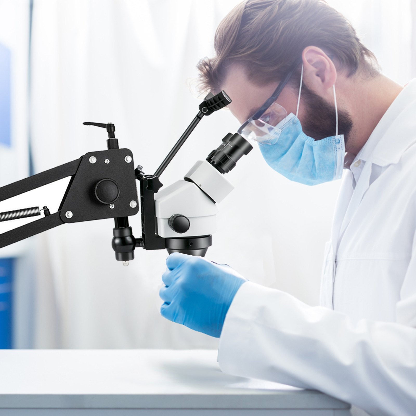 VEVOR Micro Inlaid Mirror Multi-Directional Microscope with Spring Bracket 7X-45X Multi-Directional Micro-Setting Microscope Microscope Gem Diamond Setting Machine with Stand Jewelry Tools