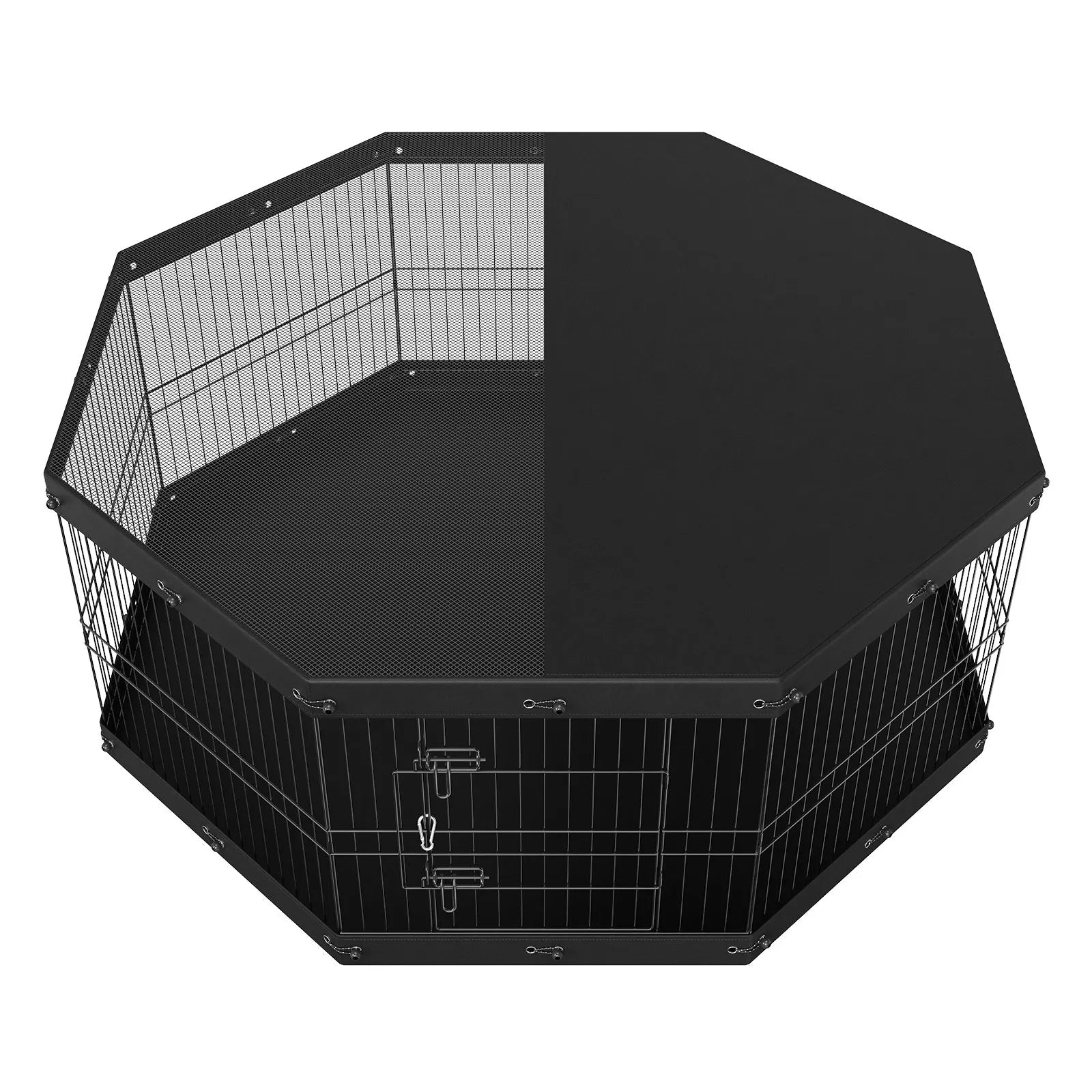 VEVOR Dog Playpen, 8 Panels Foldable Metal Dog Exercise Pen with Top Cover and Bottom Pad, 24" H Pet Fence Puppy Crate Kennel, Indoor Outdoor Dog Pen for Small Medium Pets, for Camping, Yard