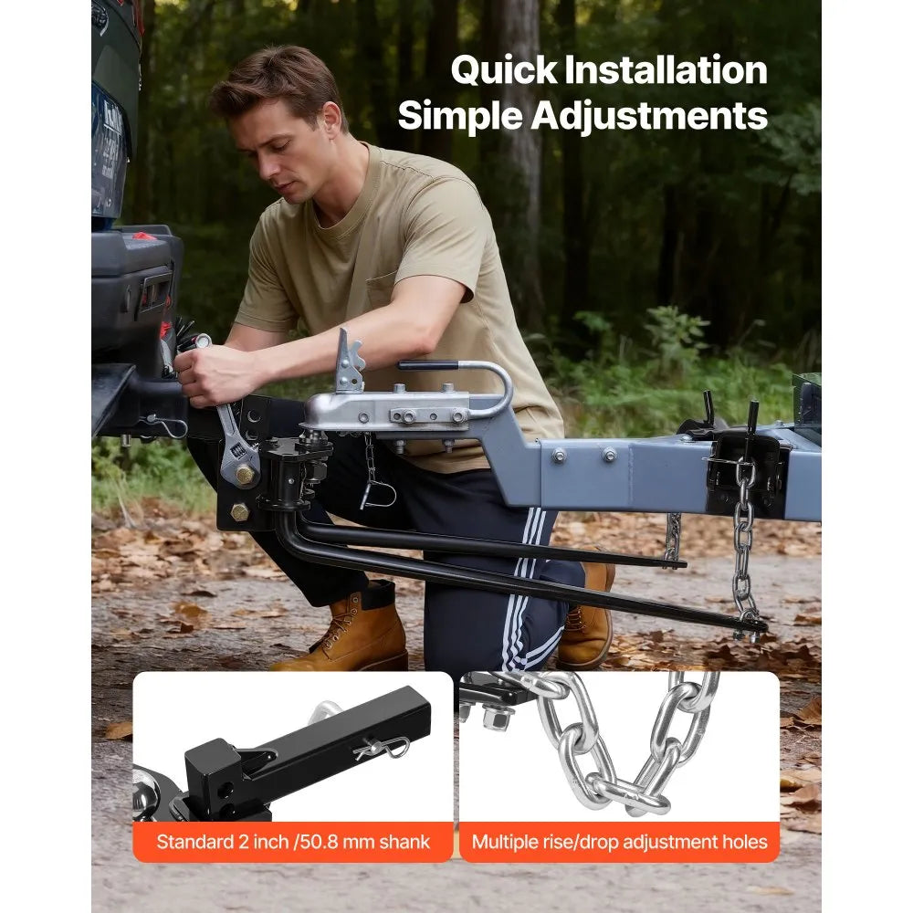 10,000 lb Weight Distribution Hitch with 2-5/16" Hitch Ball, 1,000 lb Tongue Weight, 2" Shank