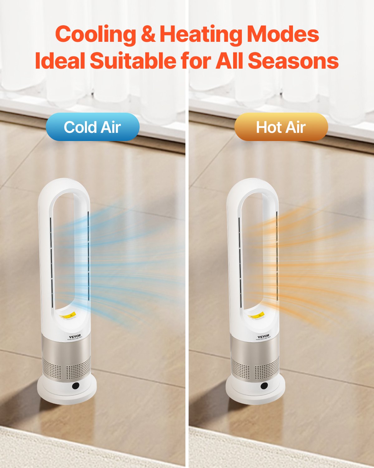 VEVOR 26" Oscillating Tower Fan 9H Timer 16ft/s Velocity with Remote Control