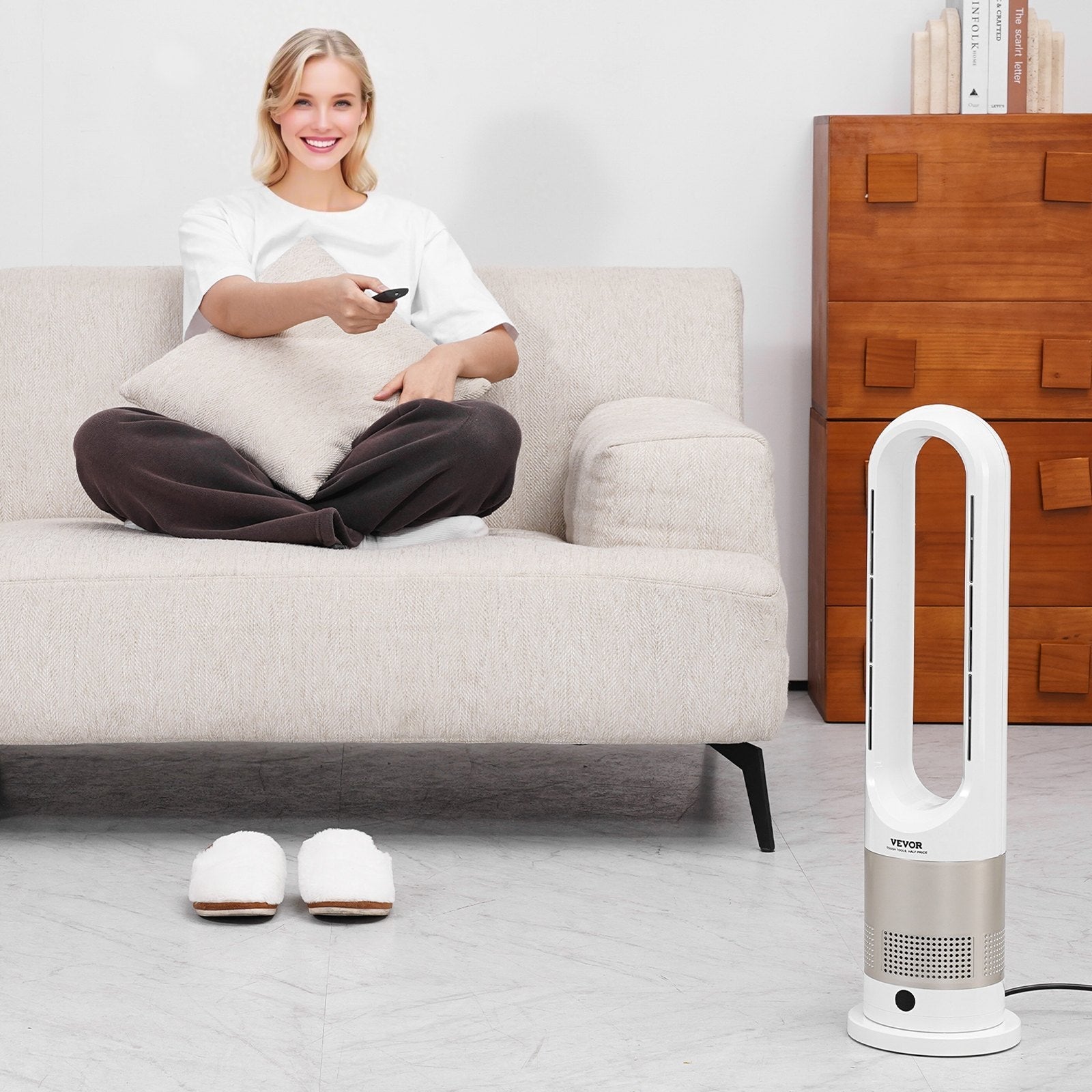 VEVOR 26" Oscillating Tower Fan 9H Timer 16ft/s Velocity with Remote Control