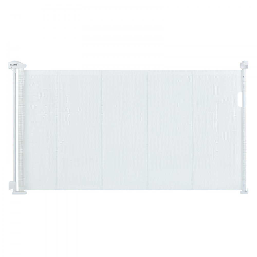VEVOR Mesh Baby Gate, 34.2" Retractable Baby Gate, Extends up to 60" Wide Retractable Gate for Kids or Pets, Retractable Dog Gates for Indoor Stairs, Doorways, Hallways, Playrooms, White