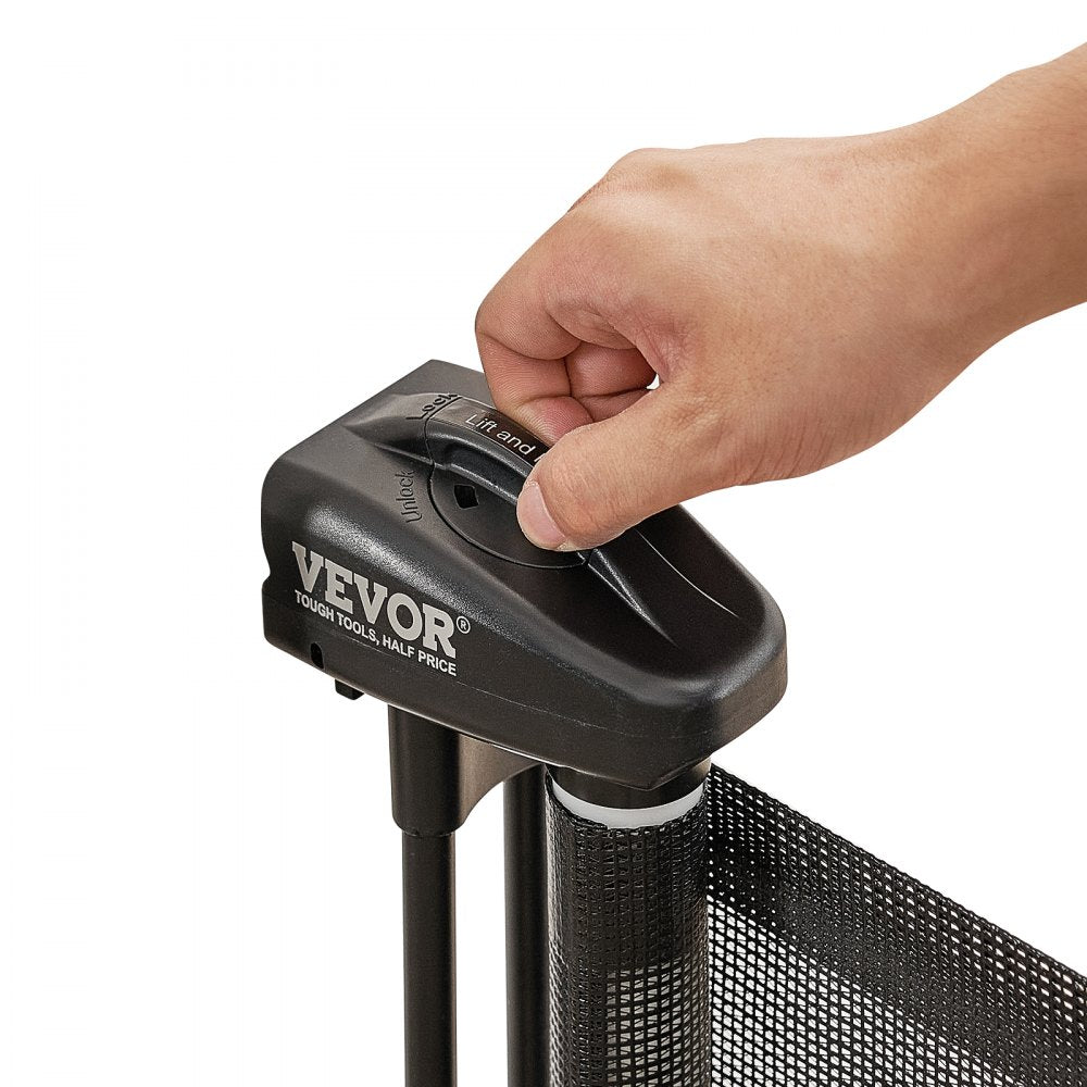 VEVOR Mesh Baby Gate, 34.2" Tall Retractable Baby Gate, Extends up to 116.1" Wide Retractable Gate for Kids or Pets, Retractable Dog Gates for Indoor Stairs, Doorways, Hallways, Playrooms, Black