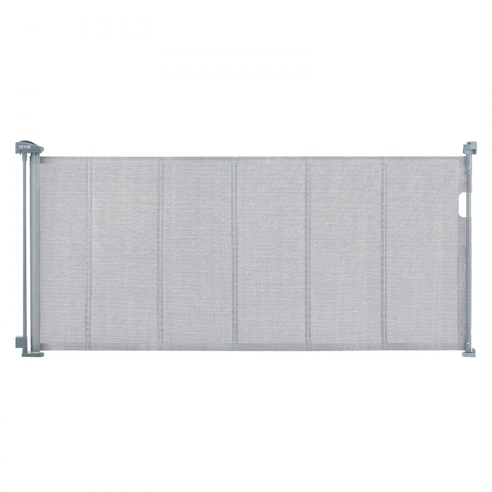VEVOR Mesh Baby Gate, 34.2" Tall Retractable Baby Gate, Extends up to 76.8" Wide Retractable Gate for Kids or Pets, Retractable Dog Gates for Indoor Stairs, Doorways, Hallways, Playrooms, Gray