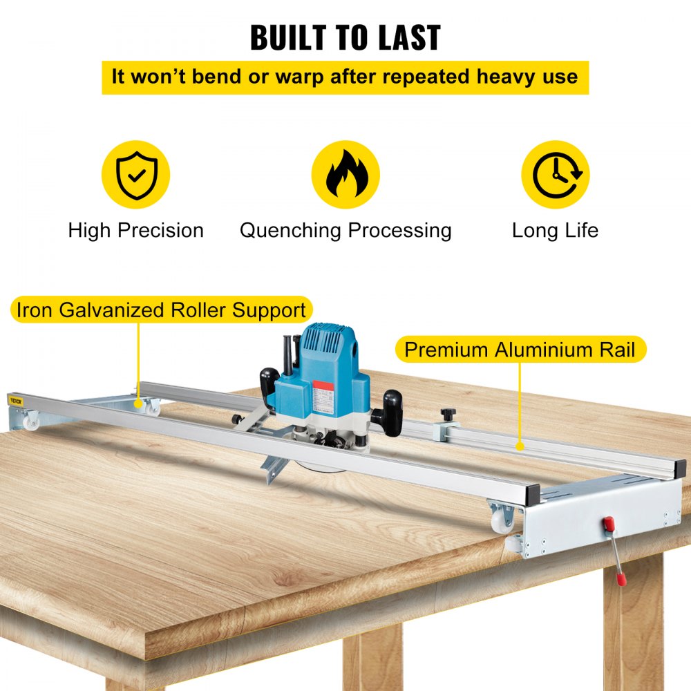 VEVOR Router Sled, 64" /162.6 cm Width, Slab Guide Jig for Woodworking with Locking Function, Portable and Easy to Adjust, Trimming Planing Machine for Wood Flattening, Home DIY