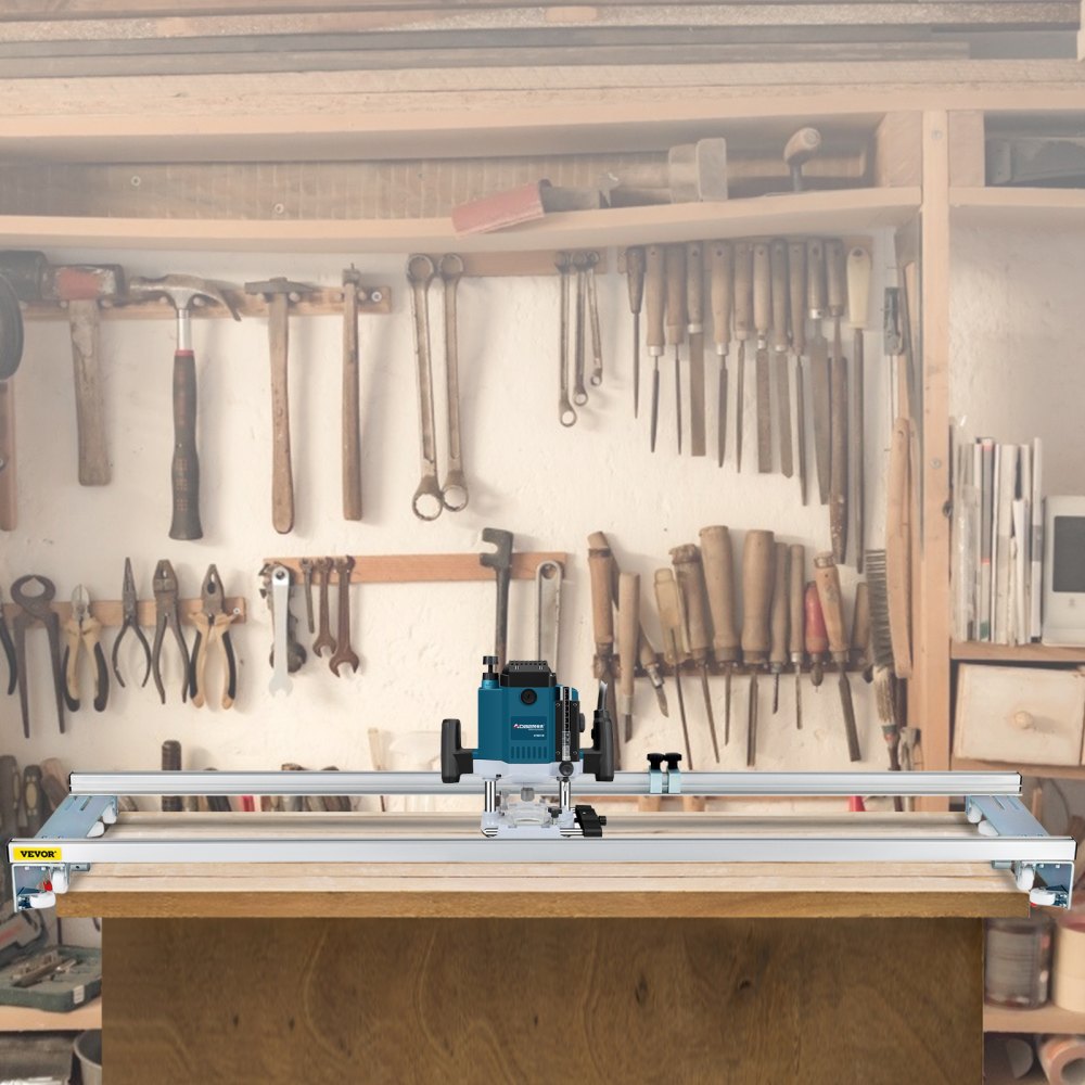 VEVOR Router Sled, 64" /162.6 cm Width, Slab Guide Jig for Woodworking with Locking Function, Portable and Easy to Adjust, Trimming Planing Machine for Wood Flattening, Home DIY