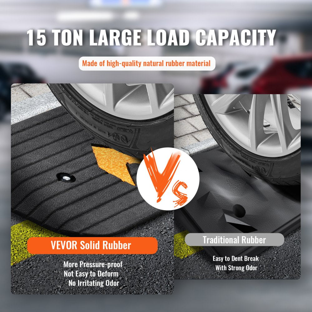 VEVOR Upgraded Rubber Threshold Ramp, 1" Rise Wheelchair Ramp Doorway, Natural Curb Ramp Rated 33069 lbs Load Capacity, Non-Slip Textured Surface Rubber Curb Ramp for Wheelchair and Scooter