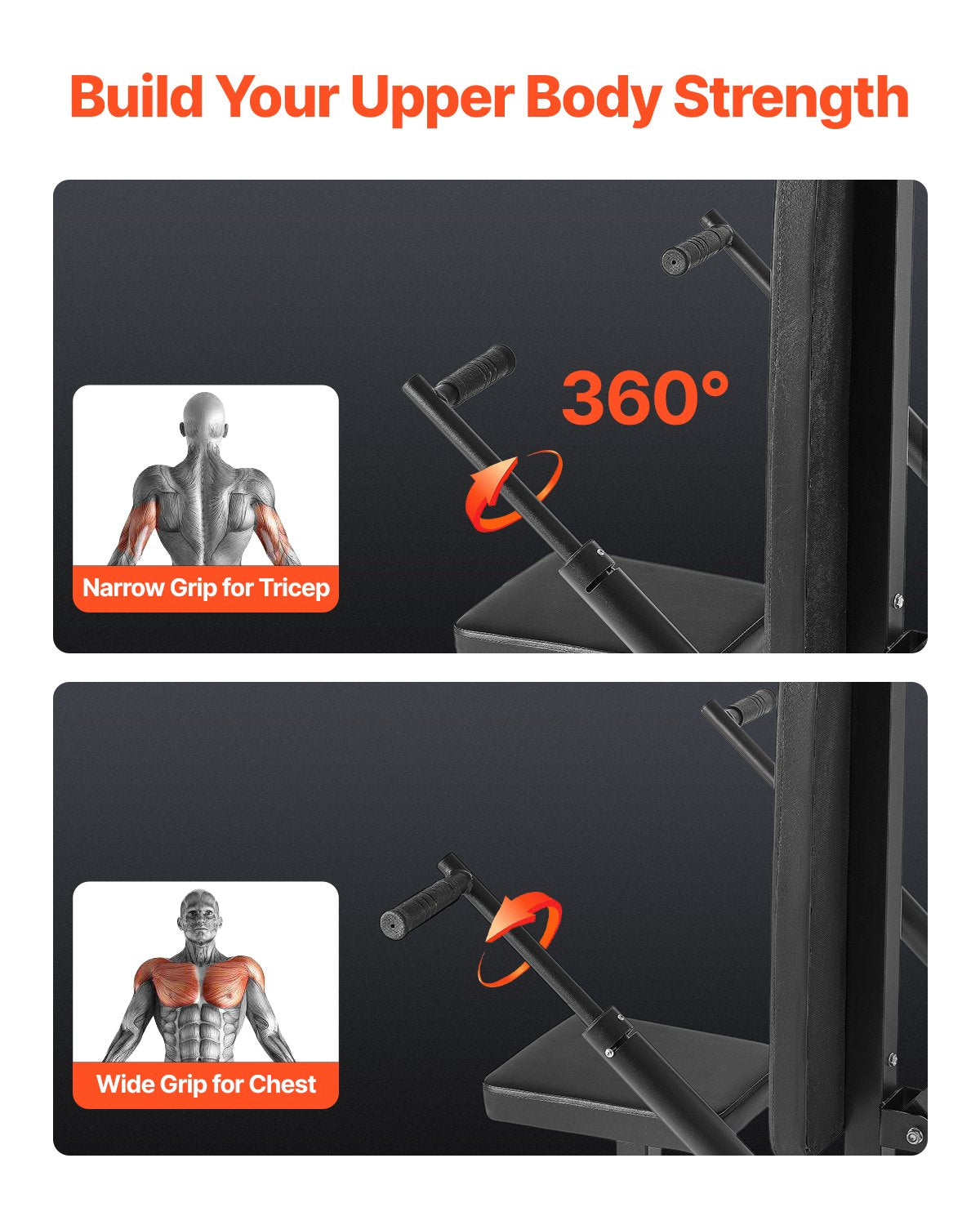 VEVOR Seated Dip Machine Tricep Bicep Press Down Chest Training with Cable Bar