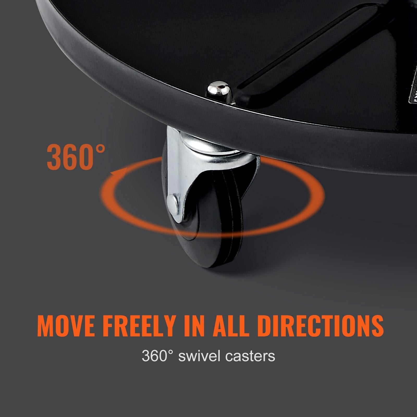 VEVOR Mechanic Stool, 250 LBS Rolling Pneumatic Creeper Garage/Shop Seat, Adjustable Height 16 in-22 in Padded Rolling Workshop Stool with Tool Tray, for Garage, Shop, Auto Repair, Black+Orange