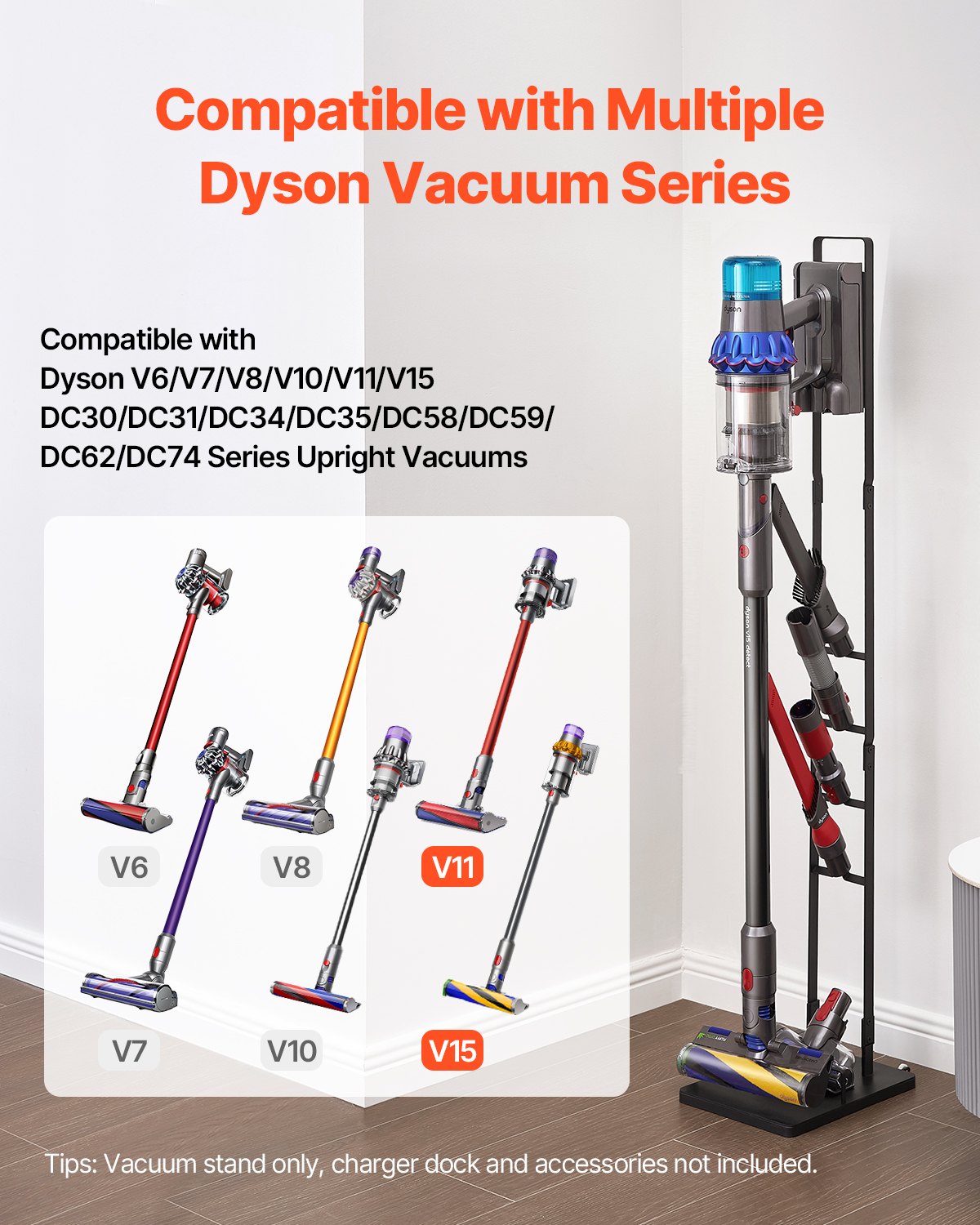 VEVOR Vacuum Stand for Dyson Multi-Models Storage Bracket Holder with Wheels