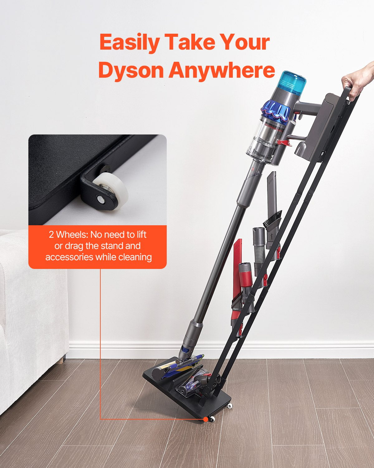 VEVOR Vacuum Stand for Dyson Multi-Models Storage Bracket Holder with Wheels