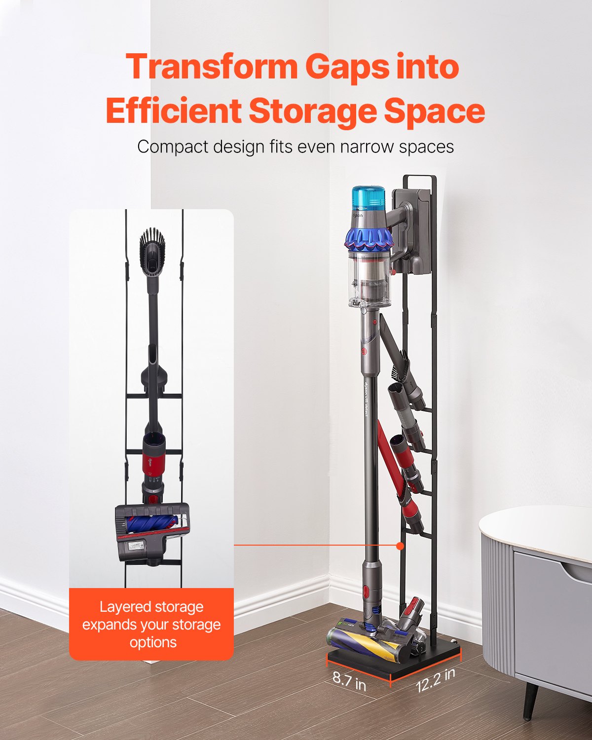 VEVOR Vacuum Stand for Dyson Multi-Models Storage Bracket Holder with Wheels