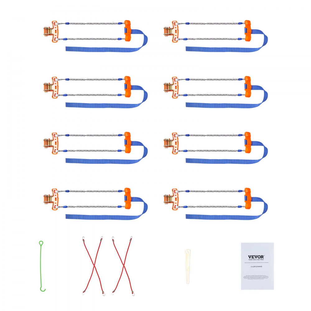 VEVOR 8 PCS Snow Chains Tire Width 9.2-11.2in/235-28mm for Car/Pickup/SUV/Truck