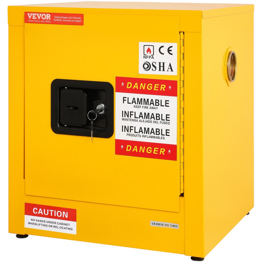 VEVOR Flammable Cabinet 17\" x 17\" x 18\", Galvanized Steel Safety Cabinet, Adjustable Shelf Flammable Storage Cabinet, for Commercial Industrial and Home Use
