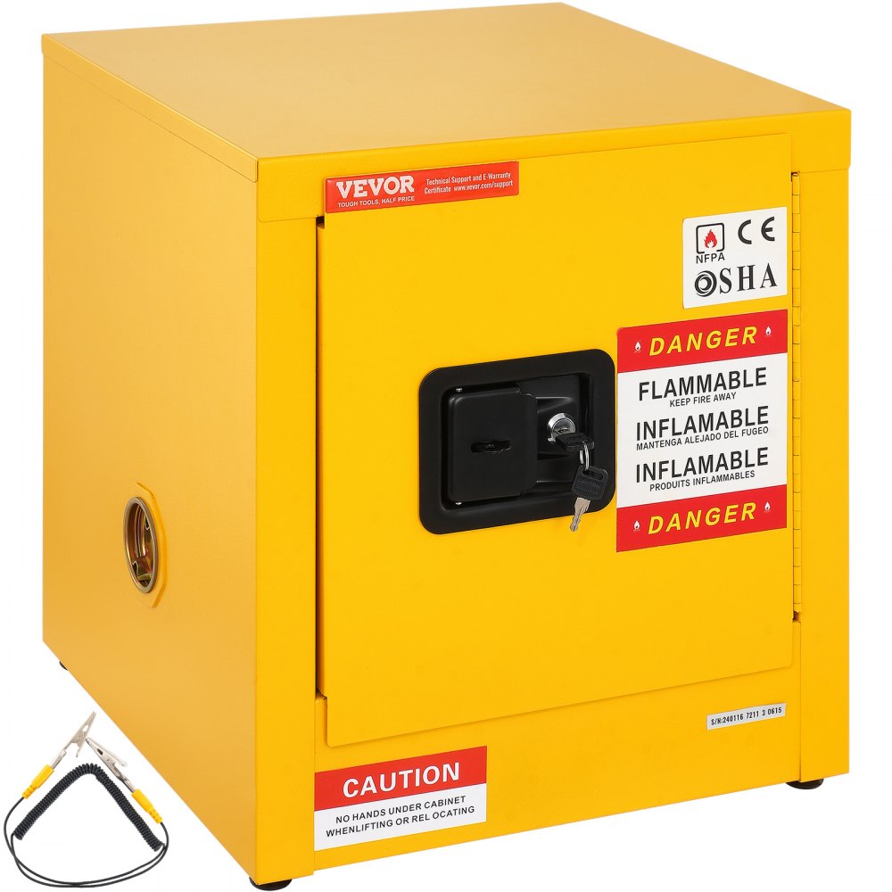 VEVOR Flammable Cabinet 17\" x 17\" x 18\", Galvanized Steel Safety Cabinet, Adjustable Shelf Flammable Storage Cabinet, for Commercial Industrial and Home Use