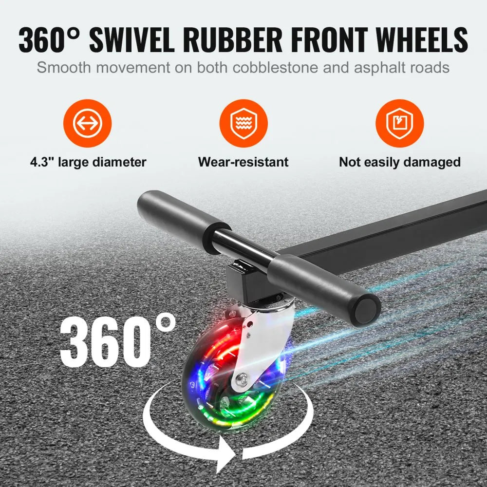 VEVOR Hoverboard Seat Attachment, for 6.5" 8" 8.5" 10" Hoverboards, with LED Lights, Grips Control, Adjustable Frame Length and 220 LBS Load Capacity, Hover Board Go Karts Accessory, for Kids Adults