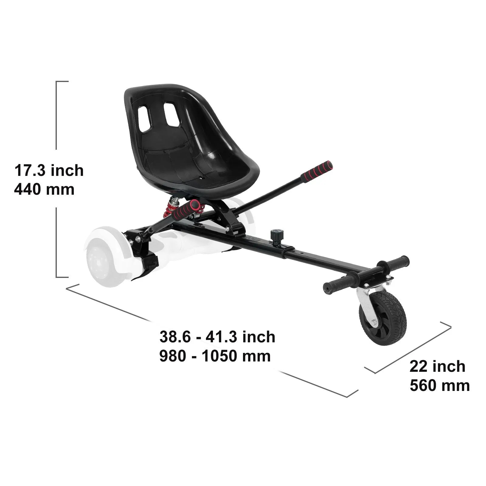 VEVOR Hoverboard Seat Attachment, for 6.5" 8" 8.5" 10" Hoverboards, Dual Shock Absorption System, Grips Control, Adjustable Length 270 LBS load Capacity, Hover Board Buggy Attachment, for Kids Adults