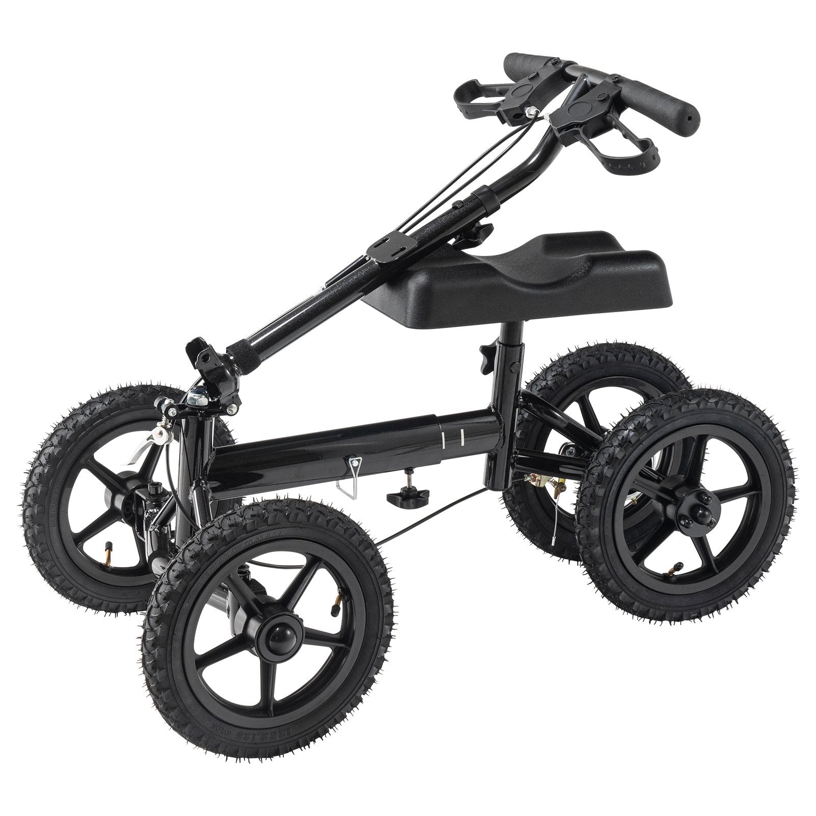 VEVOR Folding Knee Scooter, Aluminum Steerable Knee Walker with Height-Adjustable Handlebar & Knee Pad, 12" All-Terrain Wheels, Dual Brakes, Leg Recovery Scooter for Broken Ankle Foot Injuries, 350LBS