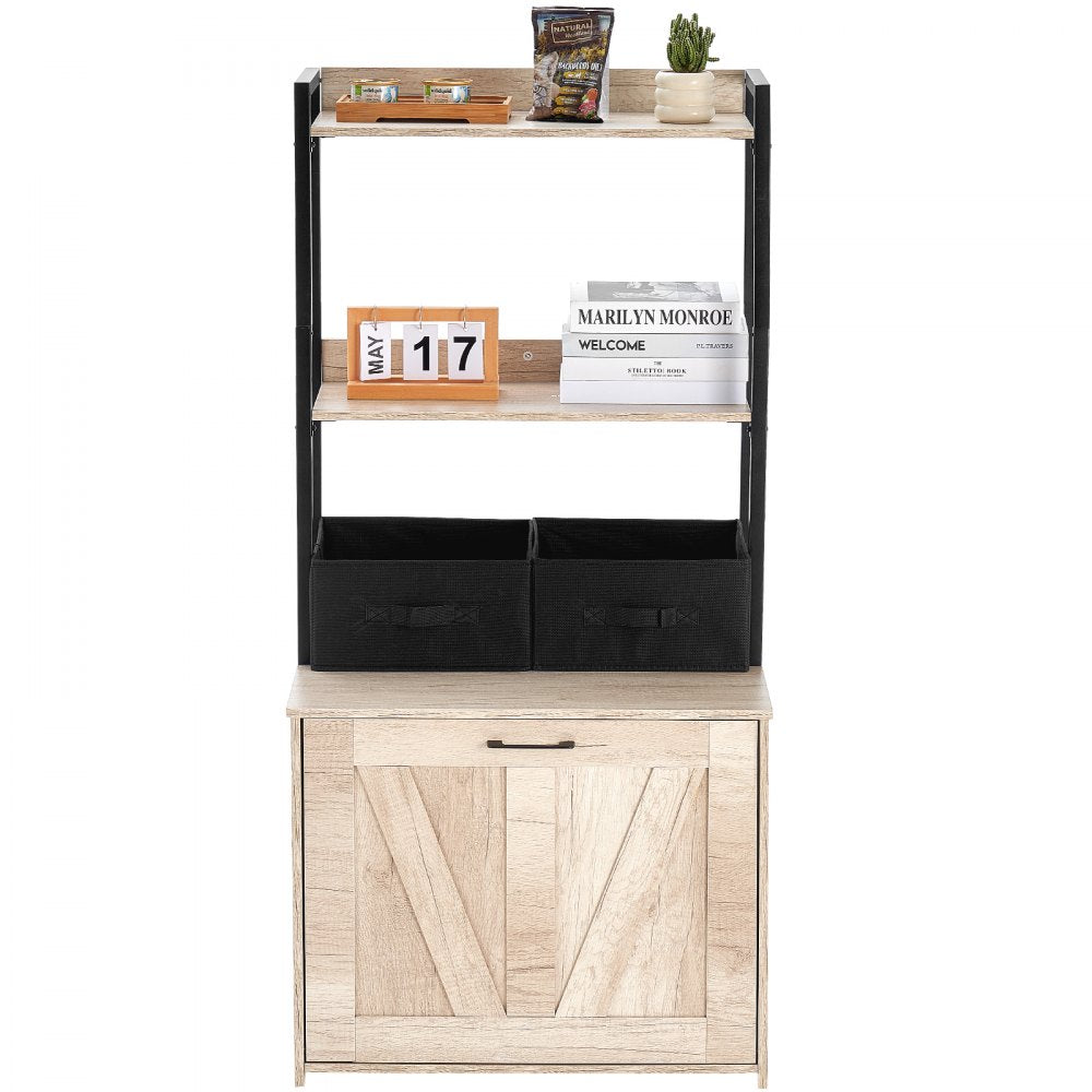 VEVOR Cat Litter Box Enclosure Litter Box Furniture Hidden 2 Shelves & 2 Baskets