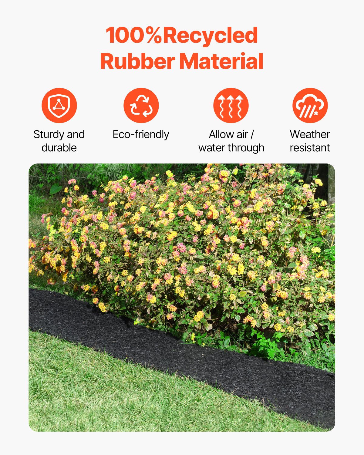 VEVOR Rubber Mulch Roll for Landscaping 120 x 4.5in Rubber Mulch Mat Pathway