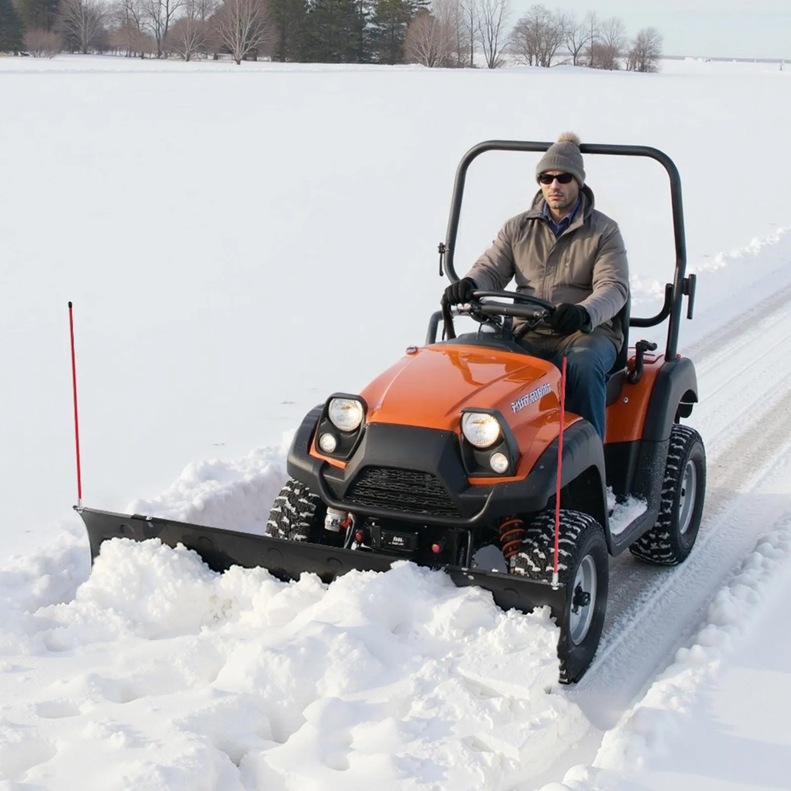 VEVOR Snow Plow Blade, 43 in/72 in Width Adjustable Snow Plow Kit, Easy to Detach, Universal Mount Plowing Attachment with Rubber Flaps, Heavy Duty Steel Blade, Compatible with Most UTV & ATV