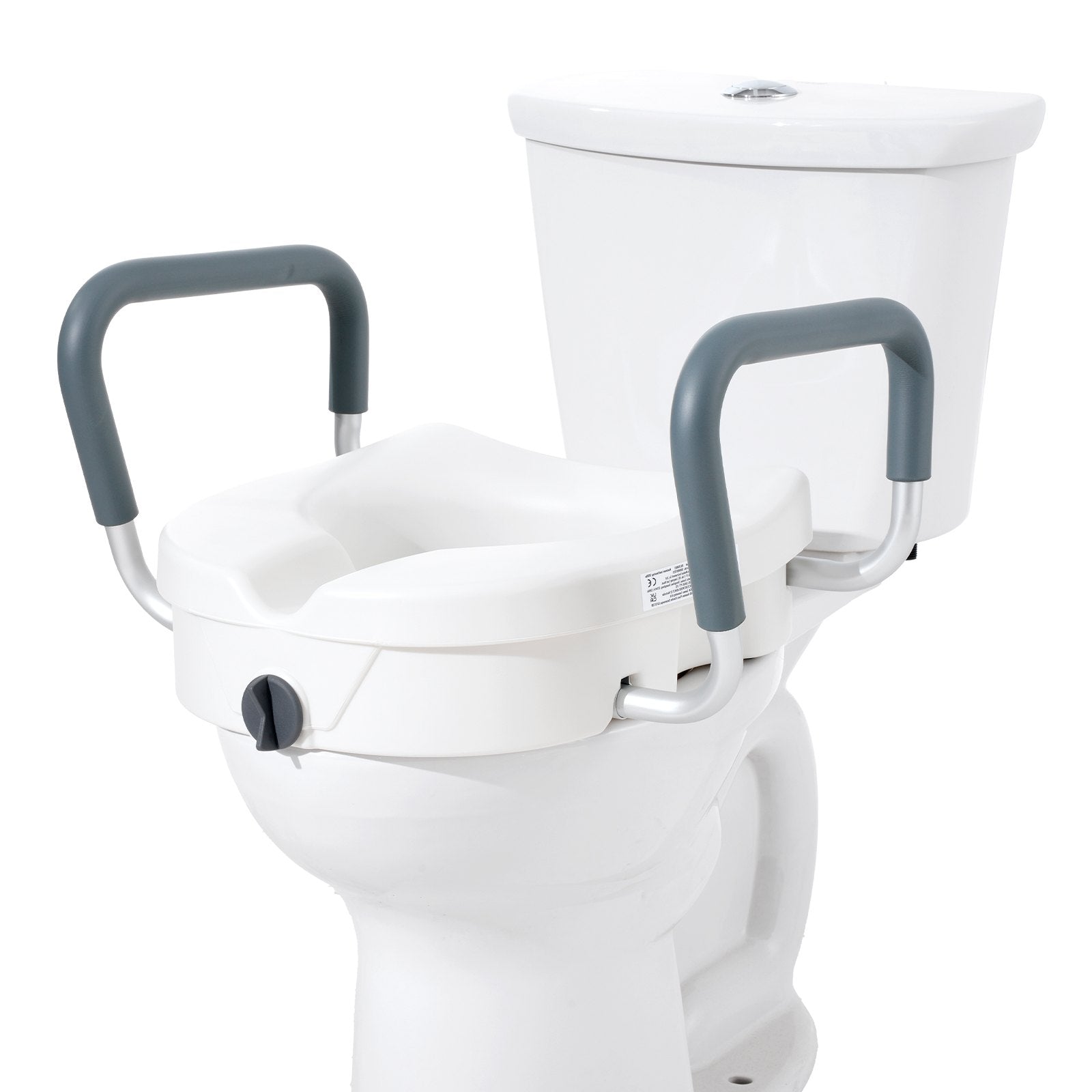 VEVOR Raised Toilet Seat, 5" Height Raised, 350 lbs Weight Capacity, for Round and Elongated Toilet, Twist Lock Installation,19.1" - 21.7" Adjustable Width, for Elderly, Handicap, Patient, Pregnant, M