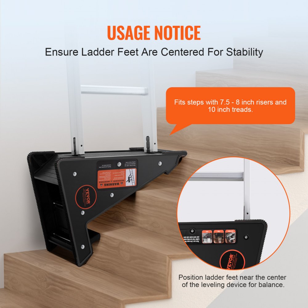 Heavy-Duty Ladder Leveler – 380 lb Capacity, Anti-Slip Ladder Stabilizer for Uneven Ground and Stairs