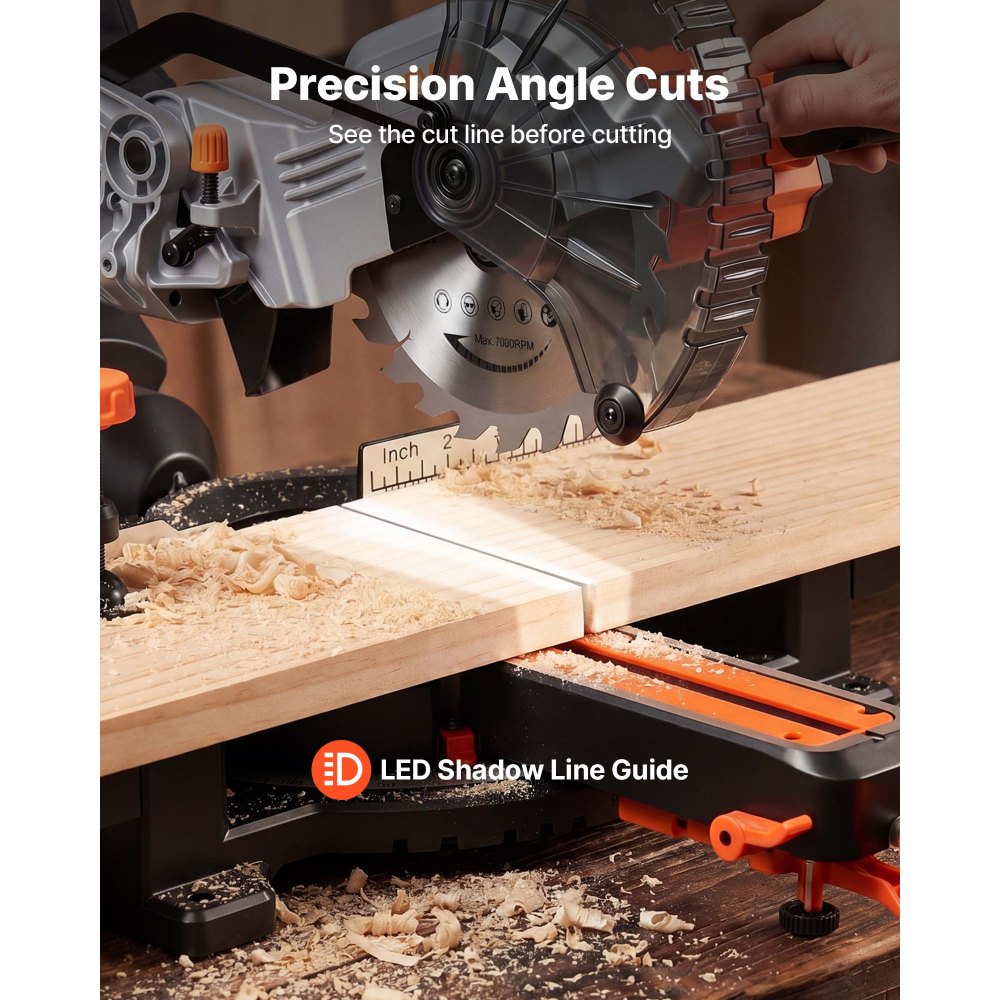 Sliding Compound Miter Saw, 7-1/4" Cordless, LED Precision Guide, Battery & Charger Included