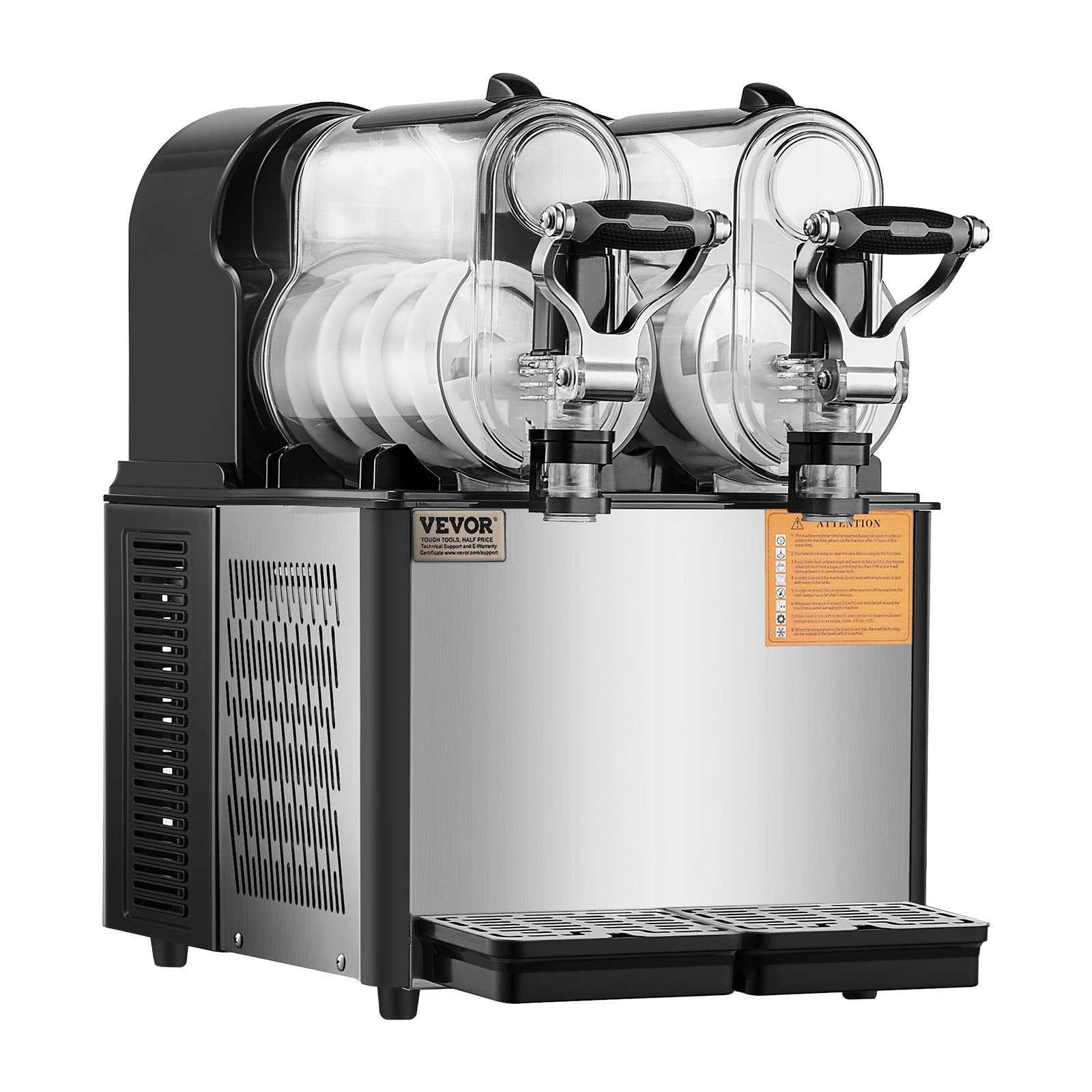 VEVOR Margarita Machine, 3LX2 Tank Slushy Machine Commercial, 340W Frozen Margarita Machine with Temperature Preservation, Stainless Steel Home Slush Frozen Drink Machine with Automatic Clean, Black