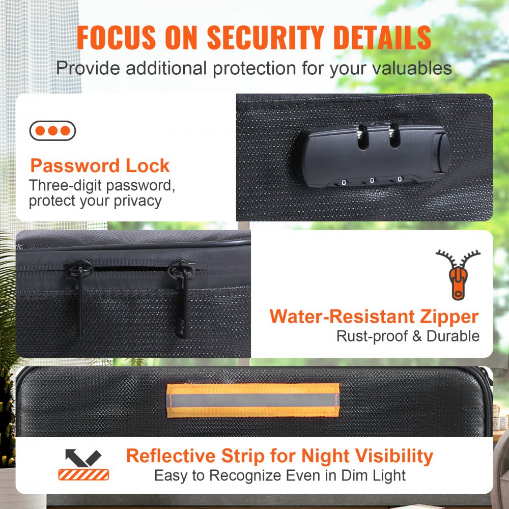 VEVOR Fireproof Document Box, Fireproof Document Bag with Lock 2000?, 3-layer Fireproof and Waterproof File Box 14.17x10.63x4.13 inch with Zipper, for Money, Documents, Jewelry and Passport