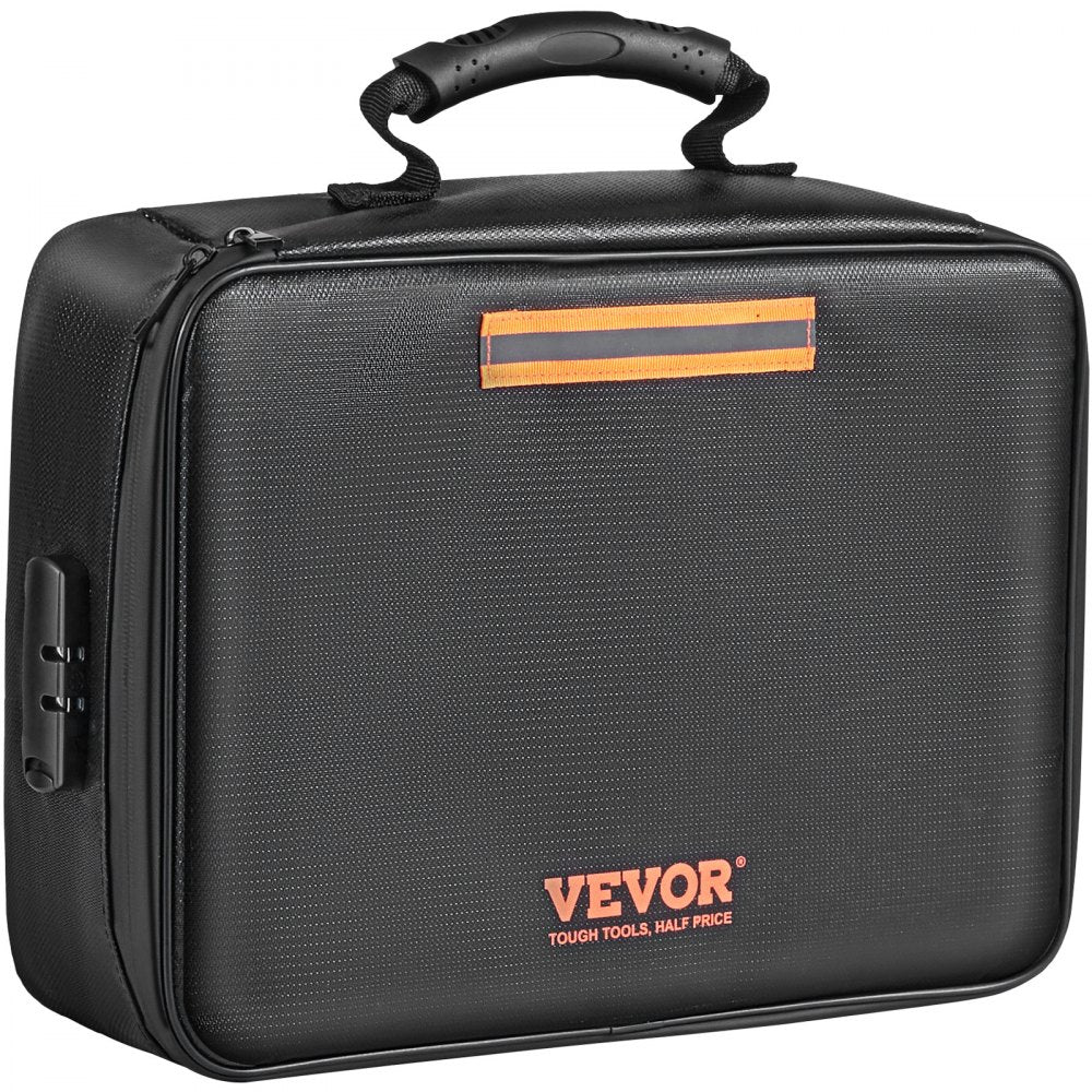 VEVOR Fireproof Document Box, Fireproof Document Bag with Lock 2000?, 3-layer Fireproof and Waterproof File Box 14.17x10.63x4.13 inch with Zipper, for Money, Documents, Jewelry and Passport