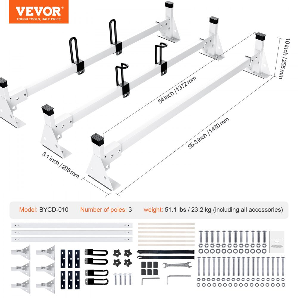 VEVOR Trailer Ladder Rack Van Roof Rack for Ford Transit 150 250 350 2015-2022
