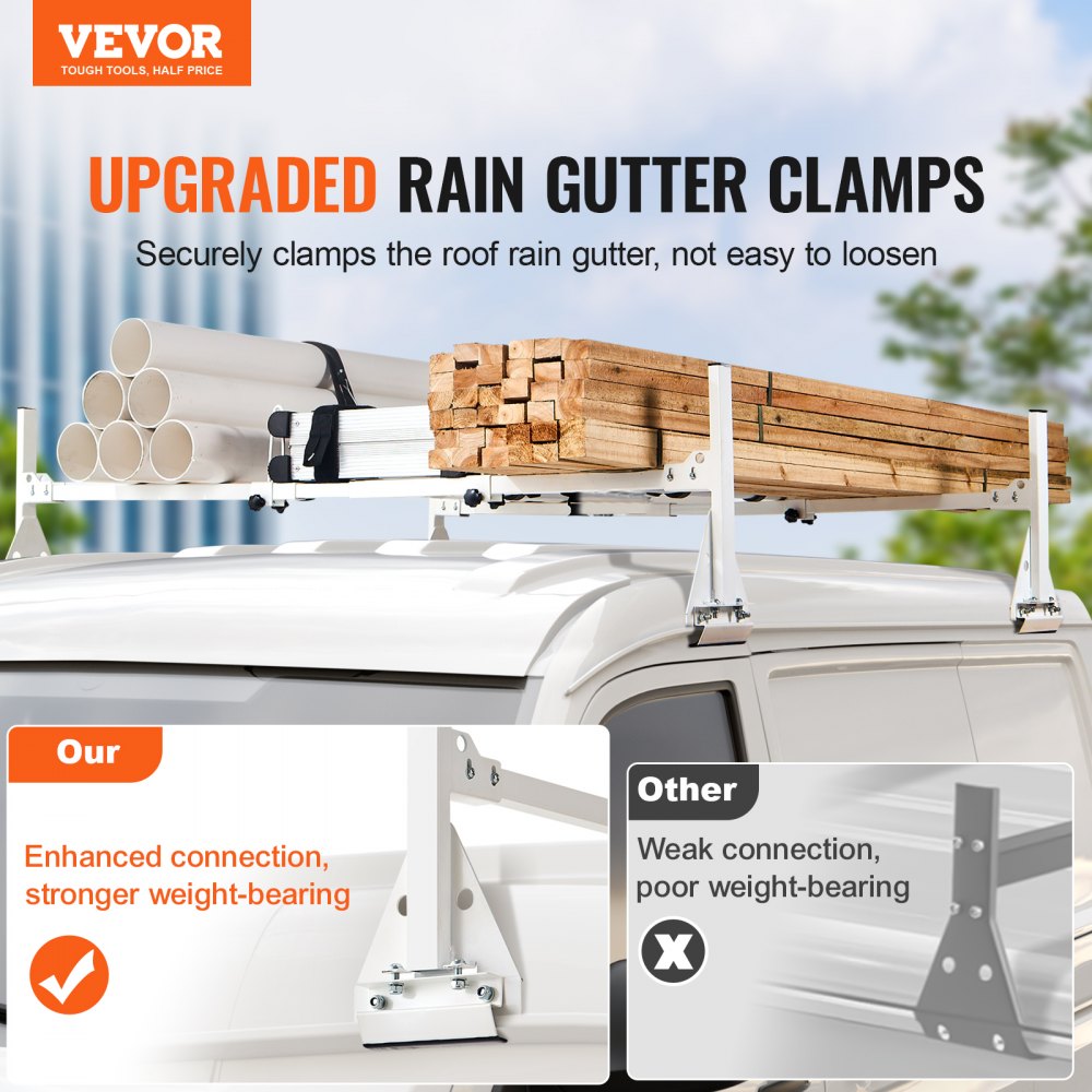 VEVOR Trailer Ladder Rack Van Roof Ladder Rack 600 lbs 56.7-63 inch Adjustable