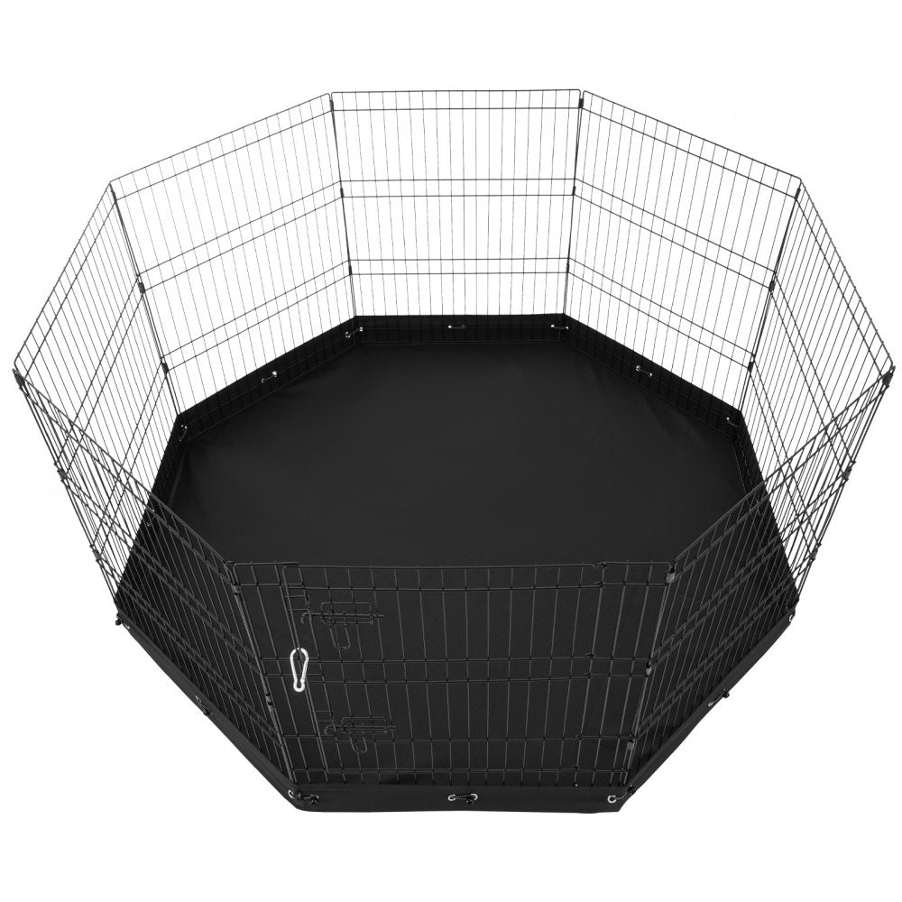 VEVOR Dog Playpen 8 Panels Foldable Metal Dog Exercise Pen with Bottom Pad 30"H