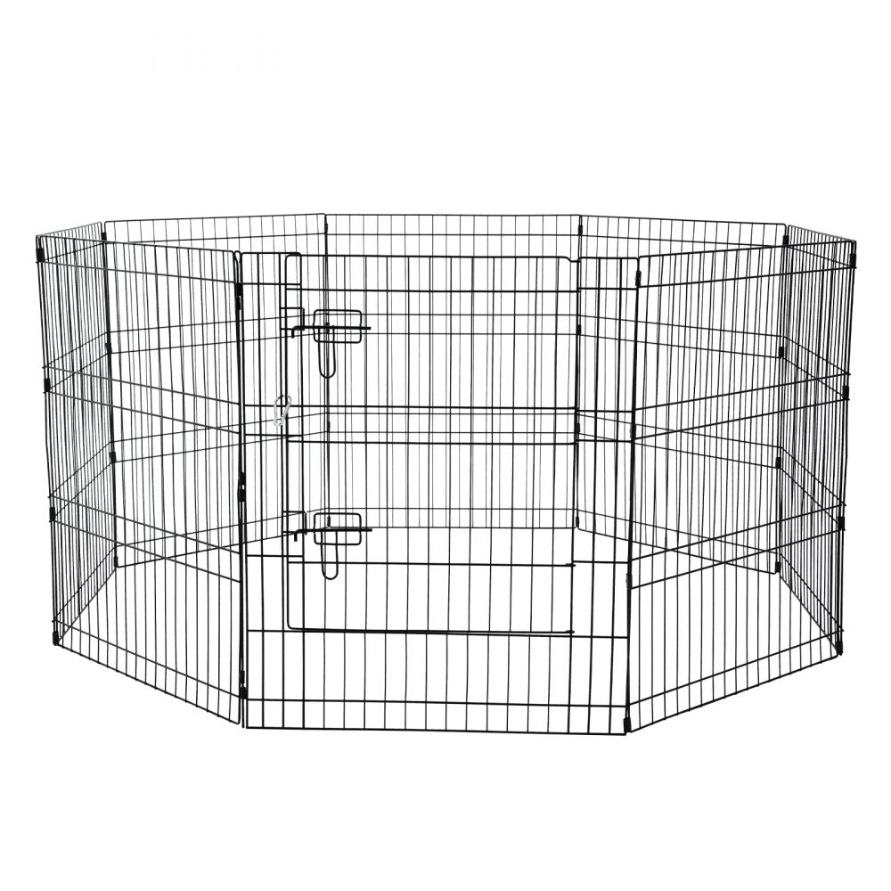 VEVOR Dog Playpen 8 Panels Foldable Metal Dog Exercise Pen with Bottom Pad 30"H